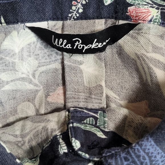 Ulla Popken Navy Floral Paisley Print Roll-Tab Sleeve Viscose Popover Blouse - Picture 10 of 14